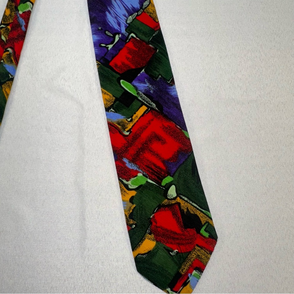 Oscar De La Renta Studio Tie Vintage Colorful Abstract - Picture 2 of 7